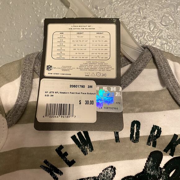 Newborn NY Jets Bodysuits NWT 0–3 Months – 2-Pack Short Sleeve NFL Baby Fan Gear - Picture 5 of 6